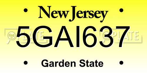 5GAI637 New Jersey License Plate