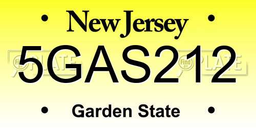 5GAS212 New Jersey License Plate