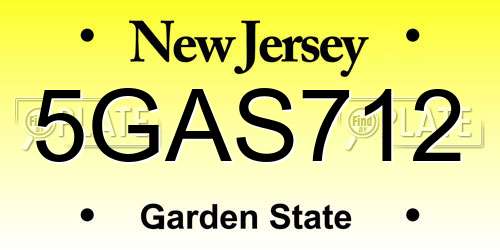 5GAS712 New Jersey License Plate