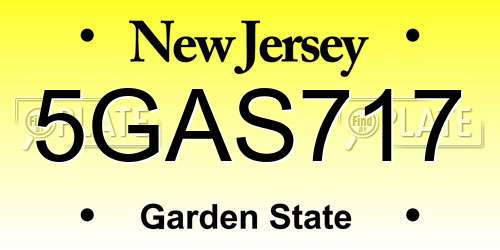 5GAS717 New Jersey License Plate