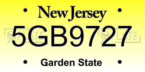 5GB9727 New Jersey License Plate
