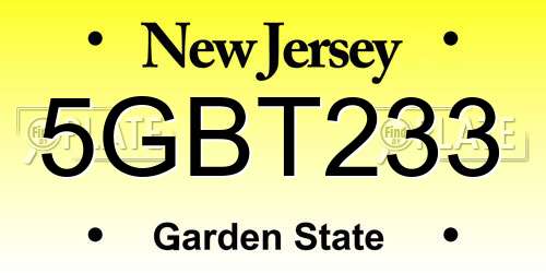 5GBT233 New Jersey License Plate