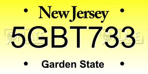 5GBT733 New Jersey License Plate
