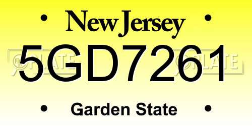 5GD7261 New Jersey License Plate