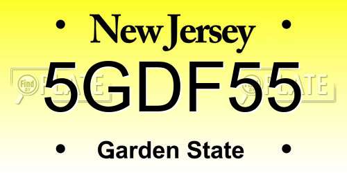 5GDF55 New Jersey License Plate