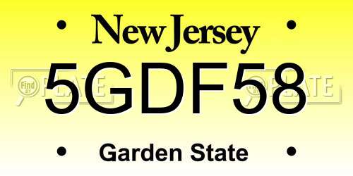 5GDF58 New Jersey License Plate