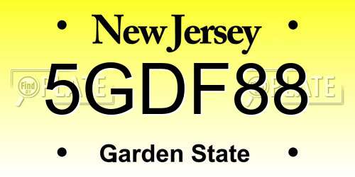 5GDF88 New Jersey License Plate