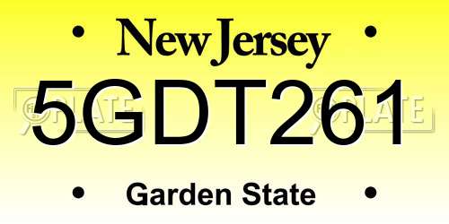 5GDT261 New Jersey License Plate