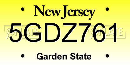 5GDZ761 New Jersey License Plate