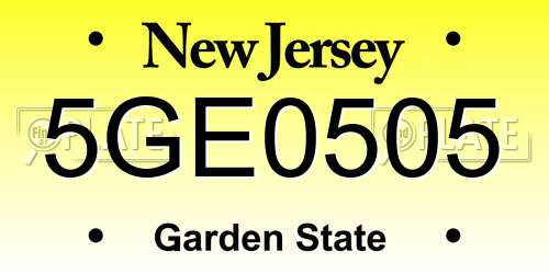5GE0505 New Jersey License Plate