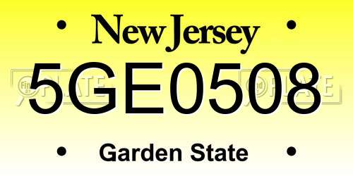 5GE0508 New Jersey License Plate