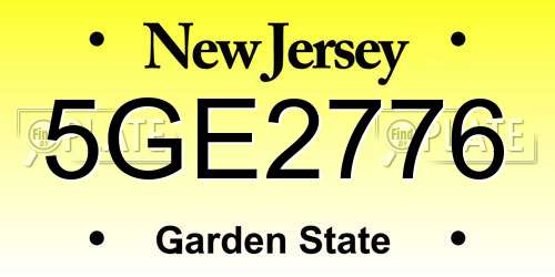 5GE2776 New Jersey License Plate