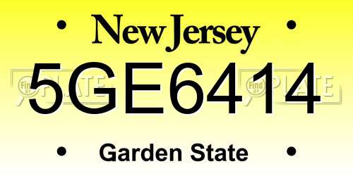 5GE6414 New Jersey License Plate
