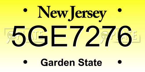 5GE7276 New Jersey License Plate