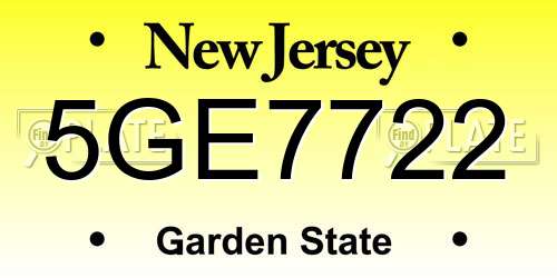 5GE7722 New Jersey License Plate