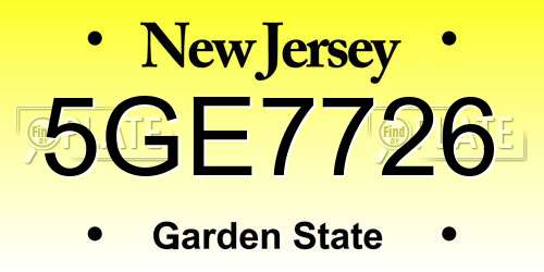 5GE7726 New Jersey License Plate