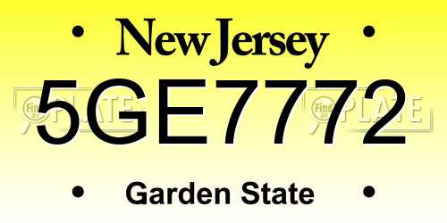 5GE7772 New Jersey License Plate