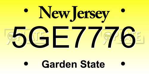 5GE7776 New Jersey License Plate
