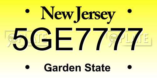 5GE7777 New Jersey License Plate