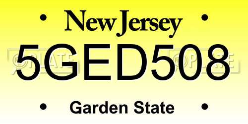 5GED508 New Jersey License Plate