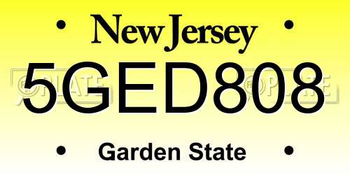 5GED808 New Jersey License Plate