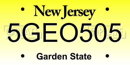 5GEO505 New Jersey License Plate