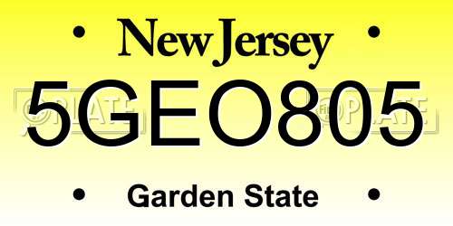 5GEO805 New Jersey License Plate