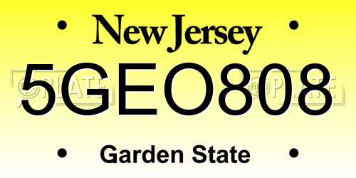 5GEO808 New Jersey License Plate