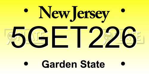 5GET226 New Jersey License Plate