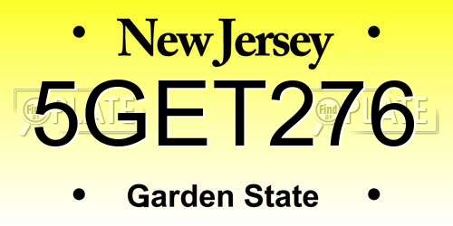 5GET276 New Jersey License Plate
