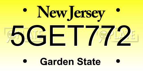 5GET772 New Jersey License Plate