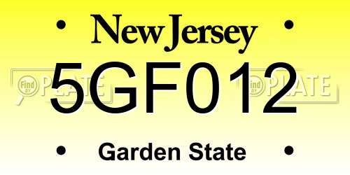 5GF012 New Jersey License Plate