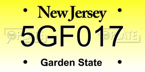 5GF017 New Jersey License Plate