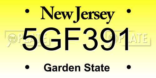 5GF391 New Jersey License Plate