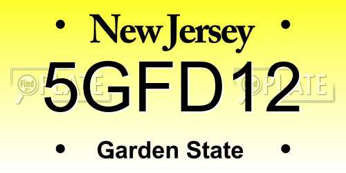 5GFD12 New Jersey License Plate