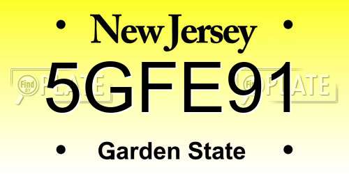 5GFE91 New Jersey License Plate