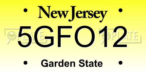 5GFO12 New Jersey License Plate