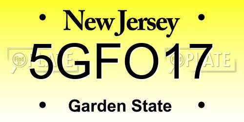 5GFO17 New Jersey License Plate