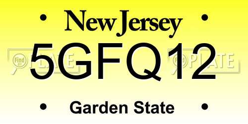 5GFQ12 New Jersey License Plate