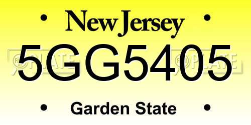 5GG5405 New Jersey License Plate