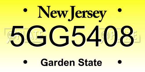 5GG5408 New Jersey License Plate