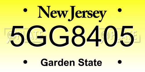 5GG8405 New Jersey License Plate