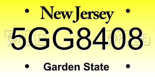 5GG8408 New Jersey License Plate