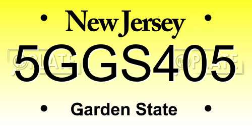 5GGS405 New Jersey License Plate