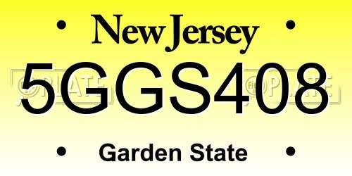 5GGS408 New Jersey License Plate