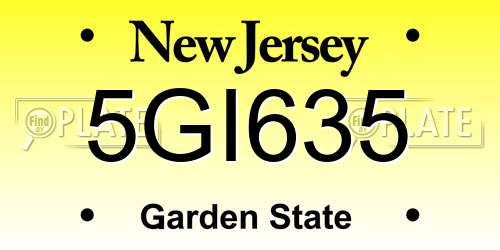 5GI635 New Jersey License Plate