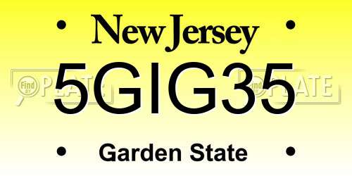 5GIG35 New Jersey License Plate