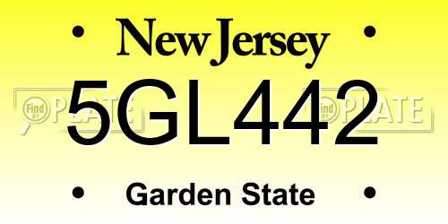 5GL442 New Jersey License Plate