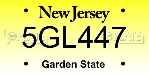 5GL447 New Jersey License Plate