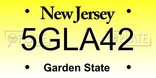5GLA42 New Jersey License Plate
